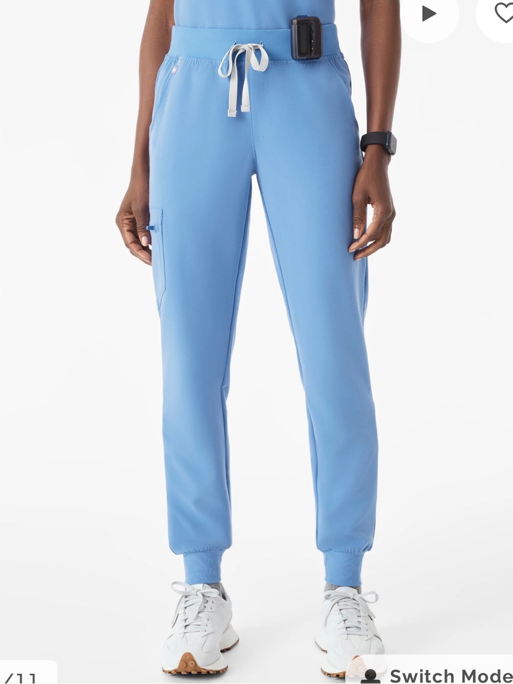 Figs Sky Blue Cargo Jogger Pants with Drawstring